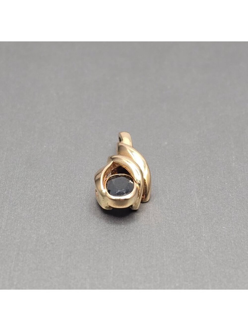 14k Yellow Gold Natural Blue Sapphire Pendant 1" Bezel Set Oval Gemstone 3.12g - Picture 3 of 16